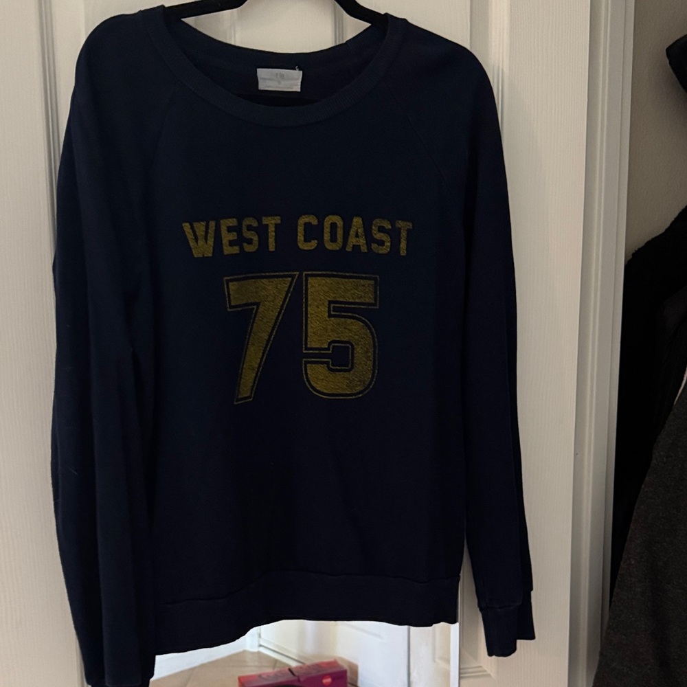 Anthropologie Navy sweatshirt - lightweight with Gold Print